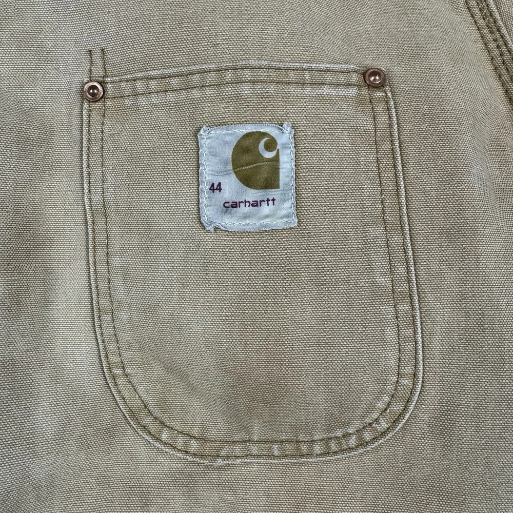 Vtg‎ Carhartt Jacket Size 44 Tan Blanket Lined 70s Chore Coat Canvas 6BLCL C06
